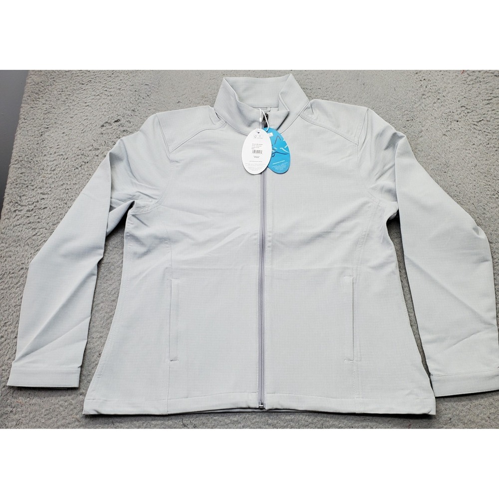 Greg Norman Golf Full Zip Jacket Womens L Gray Stretch Water Repellent G2S22J045